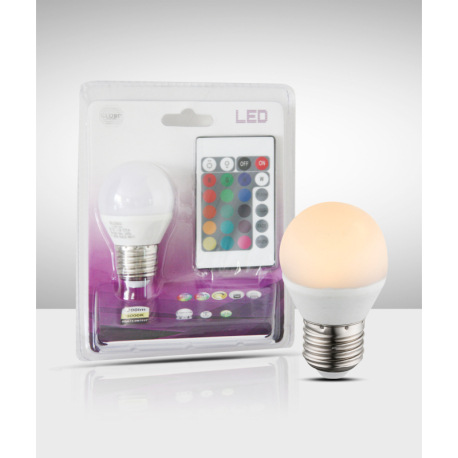 LED žiarovka, biela, ILLU, RGB + biela, stmievateľná, diaľkové ovládanie, zmena farby svetla, fixáci 1