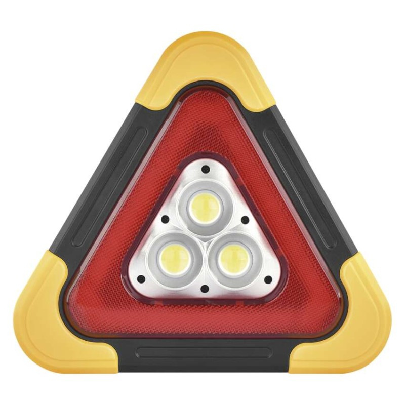LED výstražný trojuholník, dobíjateľný, COB LED + červená LED 2