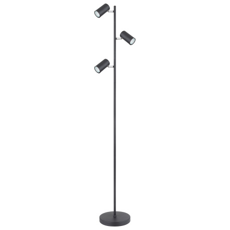 Stojacia lampa, kov čierna matná, DxŠxV: 250x230x1540mm, dĺžka kábla 1800mm, bez žiaroviek 3x GU10 L 2