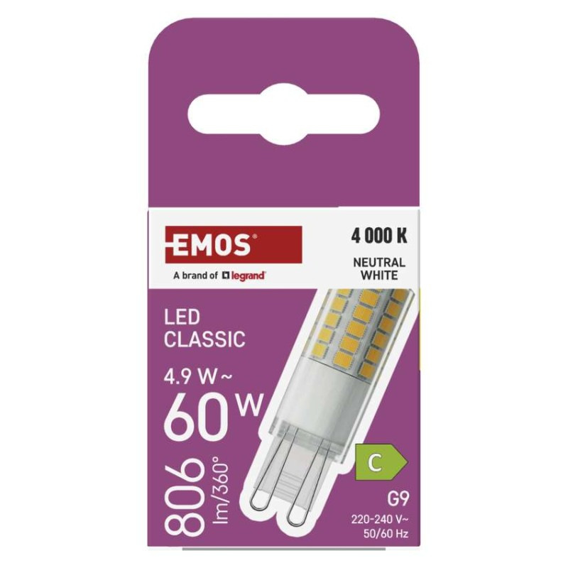 LED žiarovka Classic JC / G9 / 4,9 W (60W) / 806 lm / Neutrálna biela 5