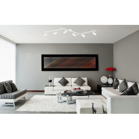 Stropné svietidlo, kov biely matný, nastaviteľné, DxŠxV: 1800x100x185mm, bez žiaroviek 6x GU10, max. 7