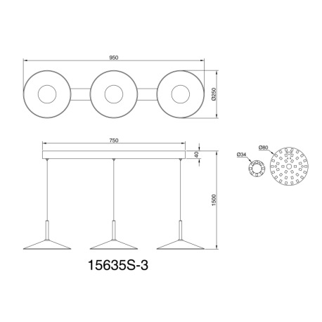 Závesné svietidlo, kov čierny matný, akryl biely, kábel PVC čierny, možnosť skrátenia výšky, DxŠxV: 11