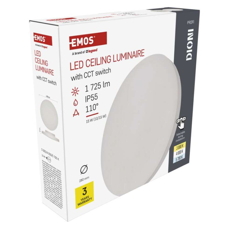 LED prisadené svietidlo DIONI kruhové, biele, 15W, CCT 10