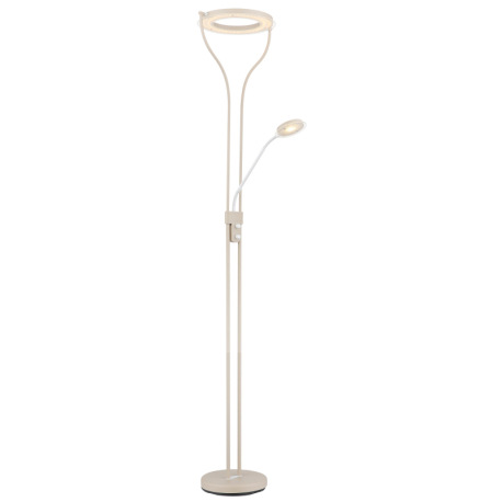 Stojanová lampa, kov, matná piesková farba, biely kov, sklo číre/satinované, biely PVC kábel, otočný 8