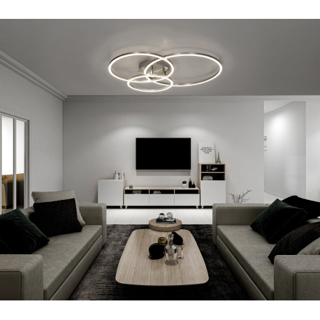 Stropné svietidlo, nikel, hliník, akryl biely, DxŠxV: 710x550x100, vrátane 1xLED 40W 230V, 4610lm zd 9