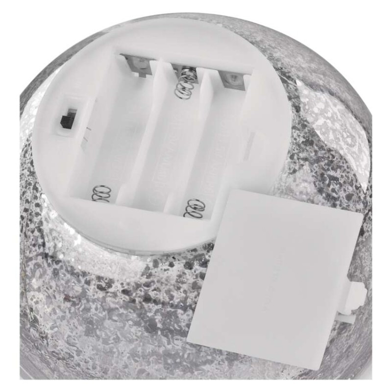 LED vianočná sklenená guľa - zlatá, 15 cm, 3x AA, vnútorná, teplá biela, časovač 6