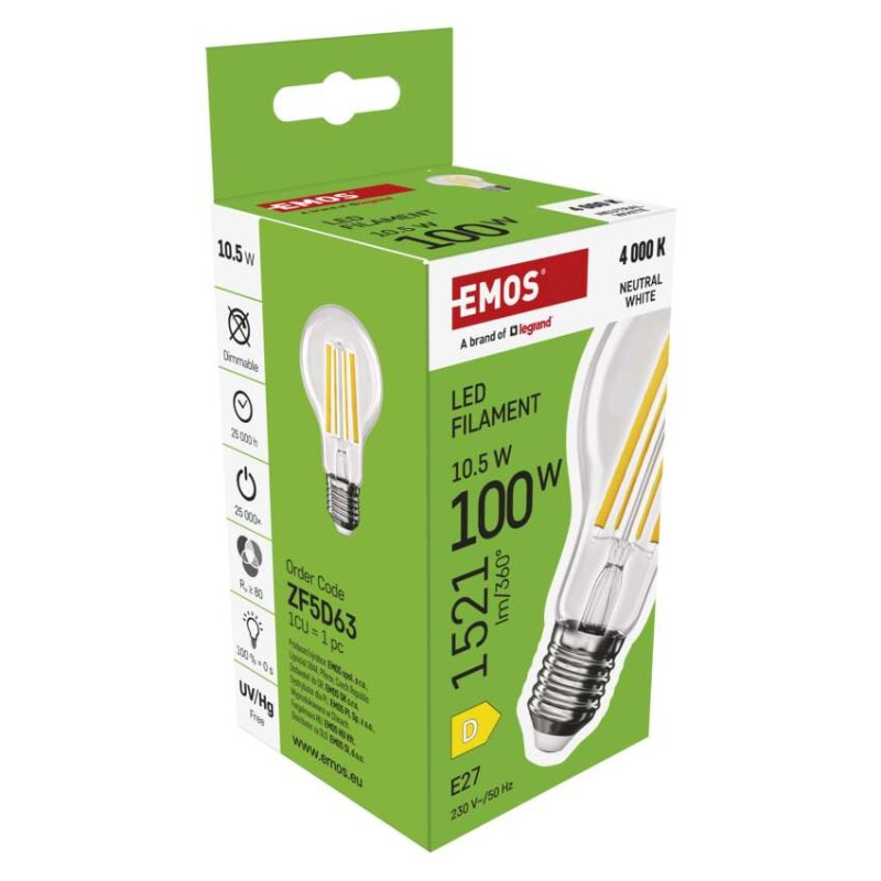 LED žiarovka Filament A60 / E27 / 10,5 W (100 W) / 1521 lm / Neutrálna biela 6