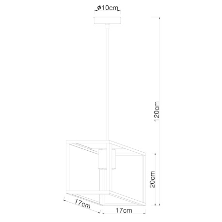 Závesné svietidlo, kov čierny matný, drevo, DxŠxV: 170x170x1200, bez žiarovky 1xE27, max. 60W 230V 7