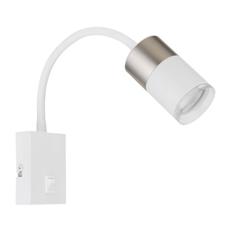 Nástenné svietidlo, kov biely, hliník nikel matný, hliník biely, plast priehľadný, kábel PVC biely, 3