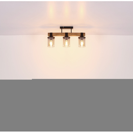 Závesné svietidlo kov čierny matný, drevo tmavohnedé, sklo dymovej farby, kábel PVC čierny, ø: 590 m 7