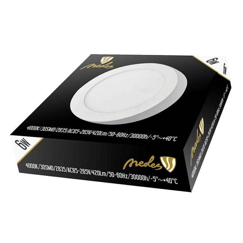 LED prisadený panel 6W / PRSF / SMD / 4000K / WH - LPL321 1