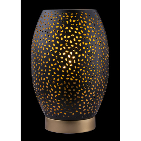 Stolová lampa, kov zlatý, kov čierny, matný zlatý, kábel 1,5m, tienidlo s dekoratívnym dierovaním, v 6
