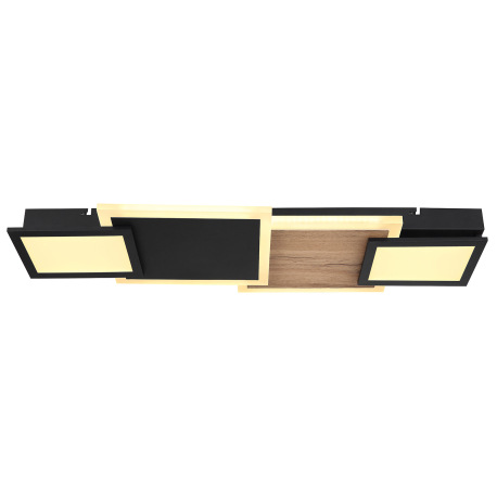 Stropné svietidlo kov čierny matný, MDF, imitácia tmavého dreva, plast opál, plast satinovaný, DxŠxV 3