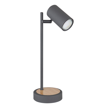 Stolová lampa, kov grafit, kov vzhľad dreva, ø: 120mm, V:350mm, dľžka kábla 1500mm, bez žiarovky 1x 11