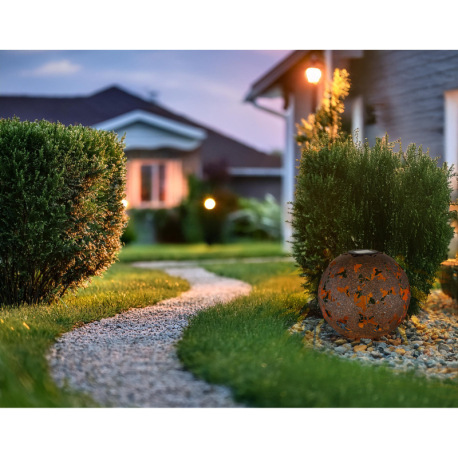 Solárne svietidlo, kov imitácia hrdze, vypínač, batéria AA 600mAh 1,2V, IP44, glóbus s javorovými li 5