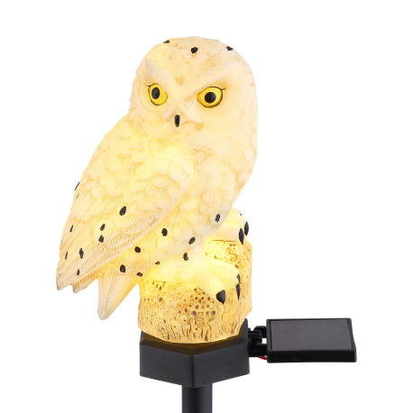 Solárne svietidlo, plast čierny, plast bielo hnedý, so sovou, IP44, vypínač, akumlátor AAA 300mAh 1, 7