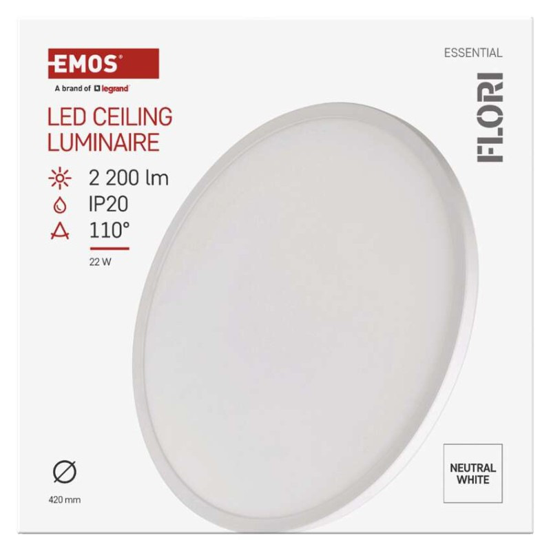 LED prisadené svietidlo FLORI okrúhle, biele, 22W, neutrálna biela 13