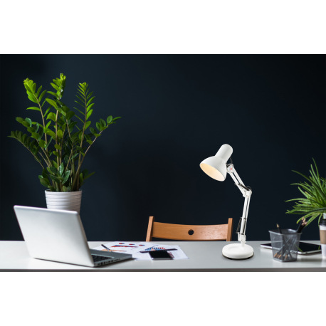 Stolová lampa, biely kov, plast, nastaviteľné, vypínač, ŠxV: 400x590, bez žiarovky 1xE27, max. 40W 2 1