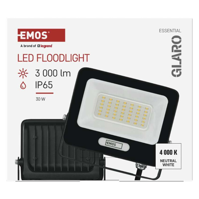 LED reflektor GLARO 30W, čierny, IP65, 3000 lm, neutrálna biela 11