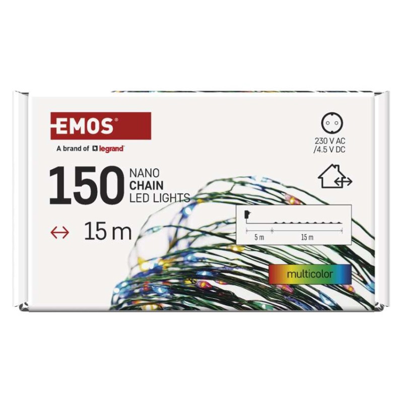 LED vianočná nano reťaz zelená, 15 m, vonkajšia aj vnútorná, multicolor, časovač 8