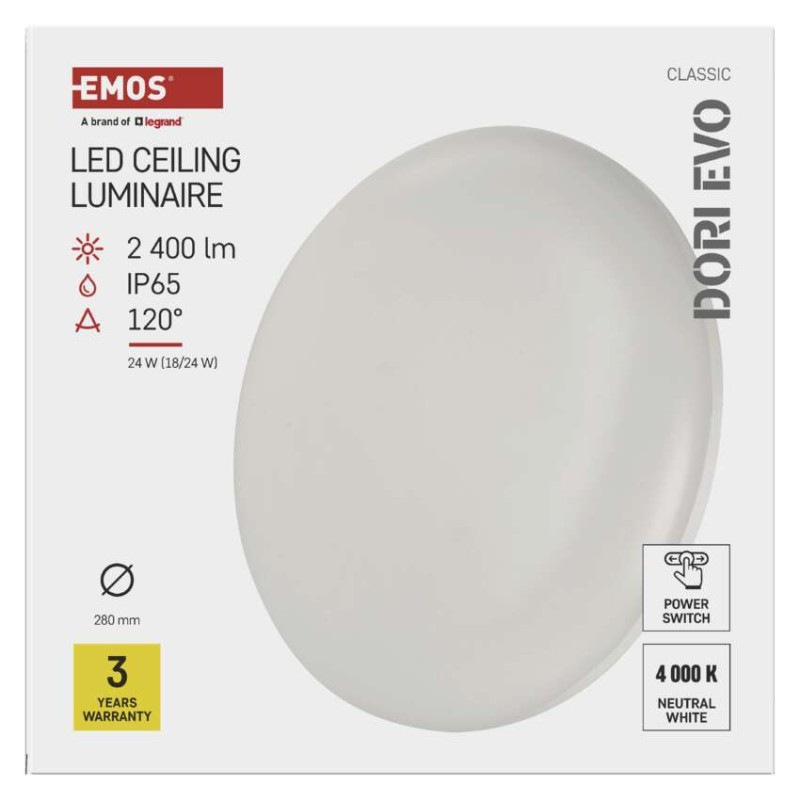 LED prisadené svietidlo DORI EVO, kruhové 24W, Neutrálna biela 7
