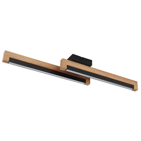 Stropné svietidlo, kov čierny, drevo tmavohnedé, hliník čierny, plast biely, hliníkové tienidlo s de 2