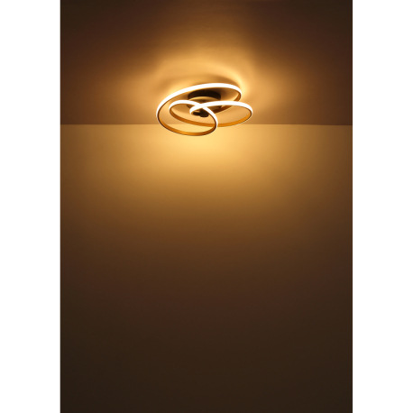Stropné svietidlo, kov čierny, hliník zlatej farby, plast biely, ø: 500mm, H: 160mm, vrátane LED 40W 4