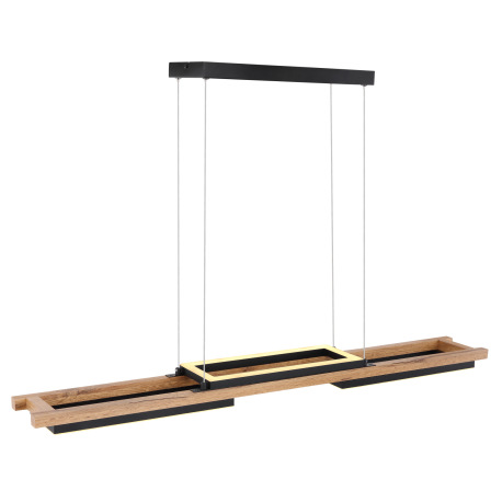 Závesné svietidlo, kov čierny, MDF tmavohnedý, plast biely, viackrokové ovládanie cez nástenný vypín 15