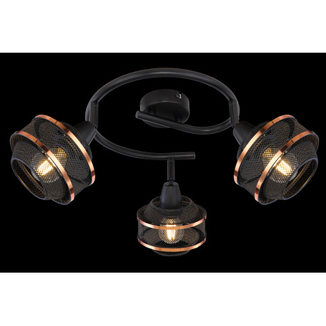 Stropné svietidlo, kov čierny a zlatý, Ø250, V:215, bez žiaroviek 3xE14, max. 40W 230V 7