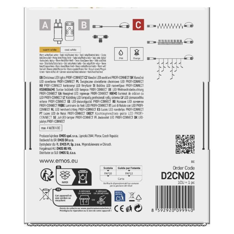 Profi LED spojovacia reťaz blikajúca biela – cencúle, 3 m, vonkajšia, teplá/studená biela 10