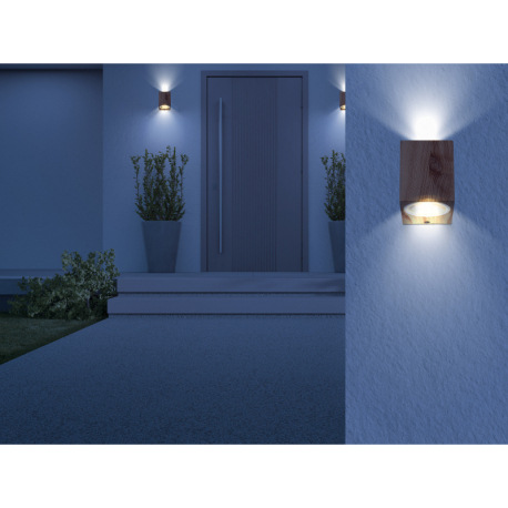 Vonkajšie svietidlo hliník imitácia dreva, číre sklo, smer svetla: nadol, IP44, ŠxV: 68x80mm, H: 92m 8