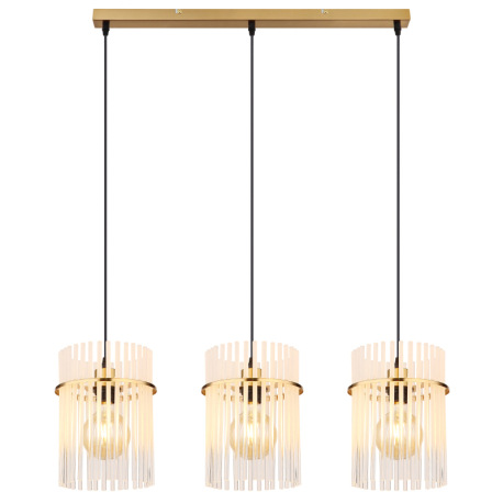Závesné svietidlo, kov zlatej farby, sklenené tyče biele, priehľadné, kábel PVC čierny, možnosť skrá 14