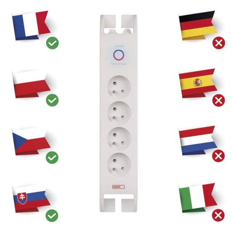Prepäťová ochrana 900J – 4 zásuvky, 2m, biela 7
