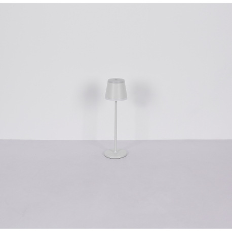 Nabíjateľná stolová lampa, kov biely matný, akryl biely, dotykové zap./vyp., plynulý dotykový stmiev 18