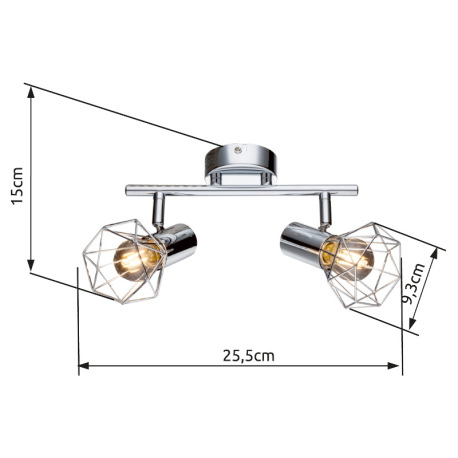 Bočné svietidlo, kov chróm, DXV: 255x150, bez žiaroviek 2xE14, max. 40W 230V. 12