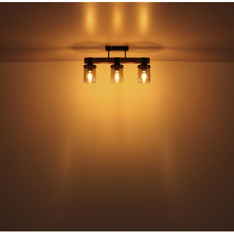 Závesné svietidlo kov čierny matný, drevo tmavohnedé, sklo dymovej farby, kábel PVC čierny, ø: 590 m 15