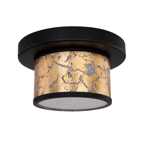 Stropné svietidlo, čierny kov, sklo, krištále plastové priehľadné, čierne sklo so zlatou fóliou, Ø20 4
