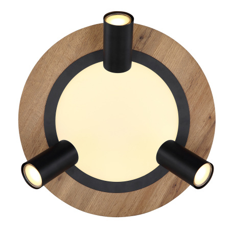 Stropné svietidlo kov čierny, MDF, imitácia tmavého dreva, plast biely, prepínanie funkcií nástenným 14