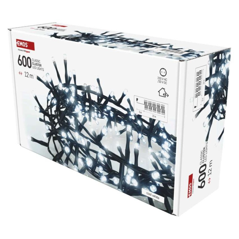 LED vianočná reťaz – ježko, 12 m, vonkajšia aj vnútorná, studená biela, časovač