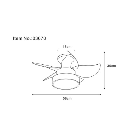 Stropný ventilátor, matný čierny kov, hnedý/biely plast, viacero rýchlostí pomocou nástenného vypína 8