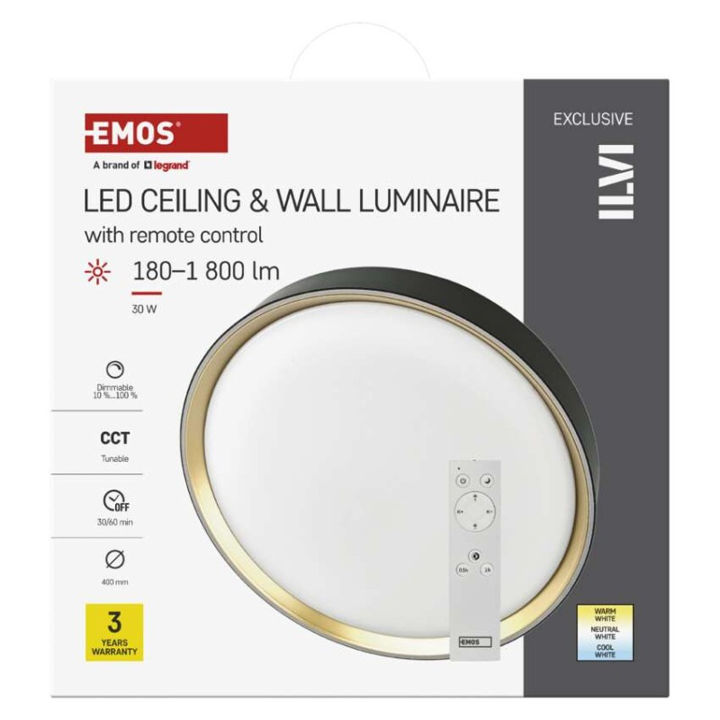 LED nástenné svietidlo ILVI, kruhové 30 W, stmievanie + CCT, čierna + šampanská 11