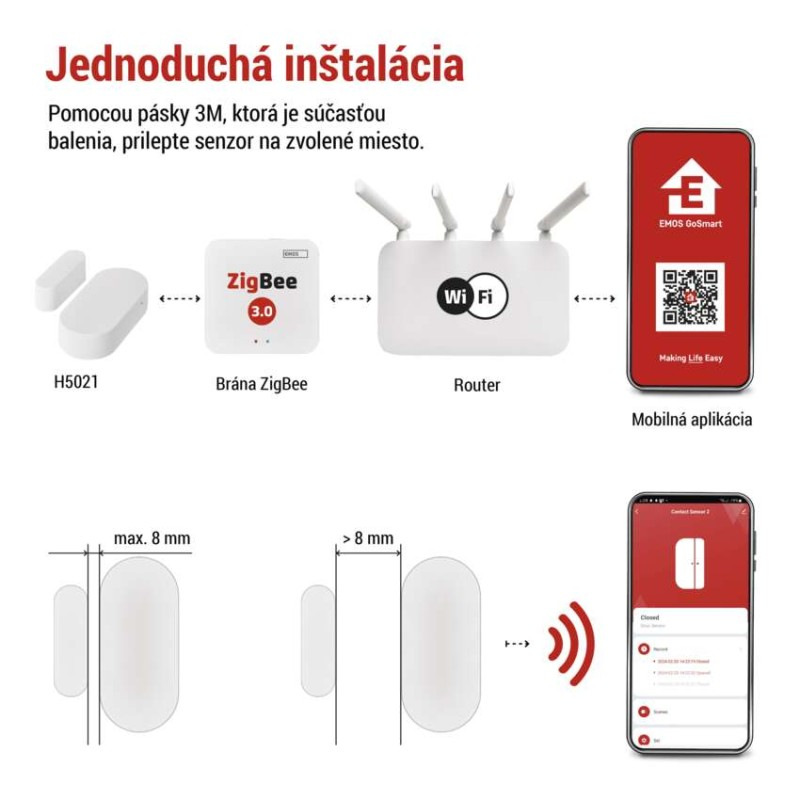 GoSmart bezdrôtový snímač dverí IP-2011Z, ZigBee 1