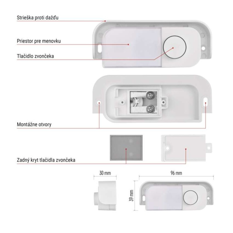 Náhradné tlačidlo k drôtovým zvončekom P57101, P57102 2