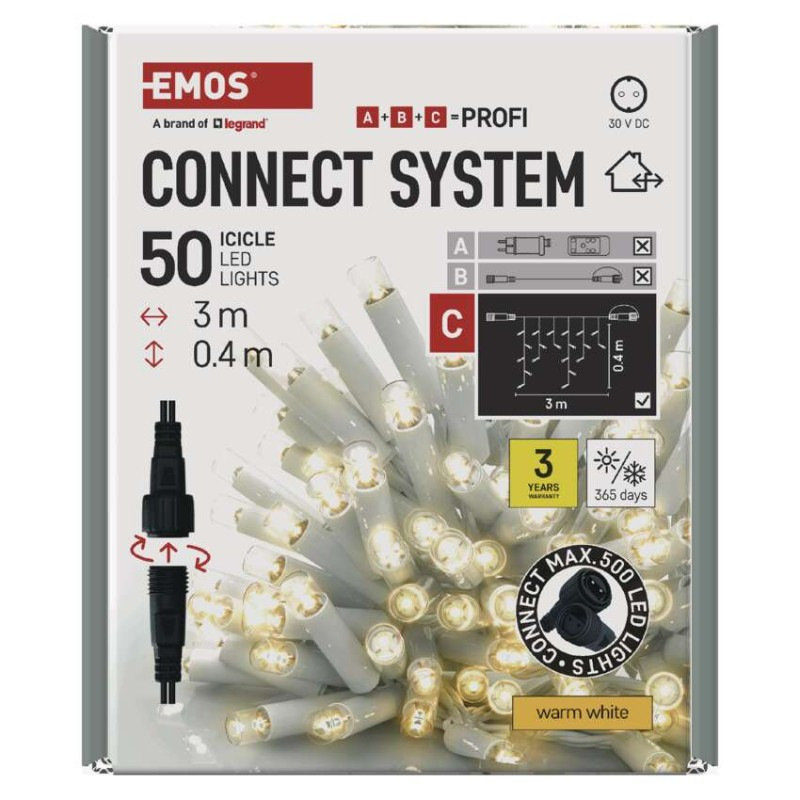 Profi LED spojovacia reťaz biela – cencúle, 3 m, vonkajšia, teplá biela 11