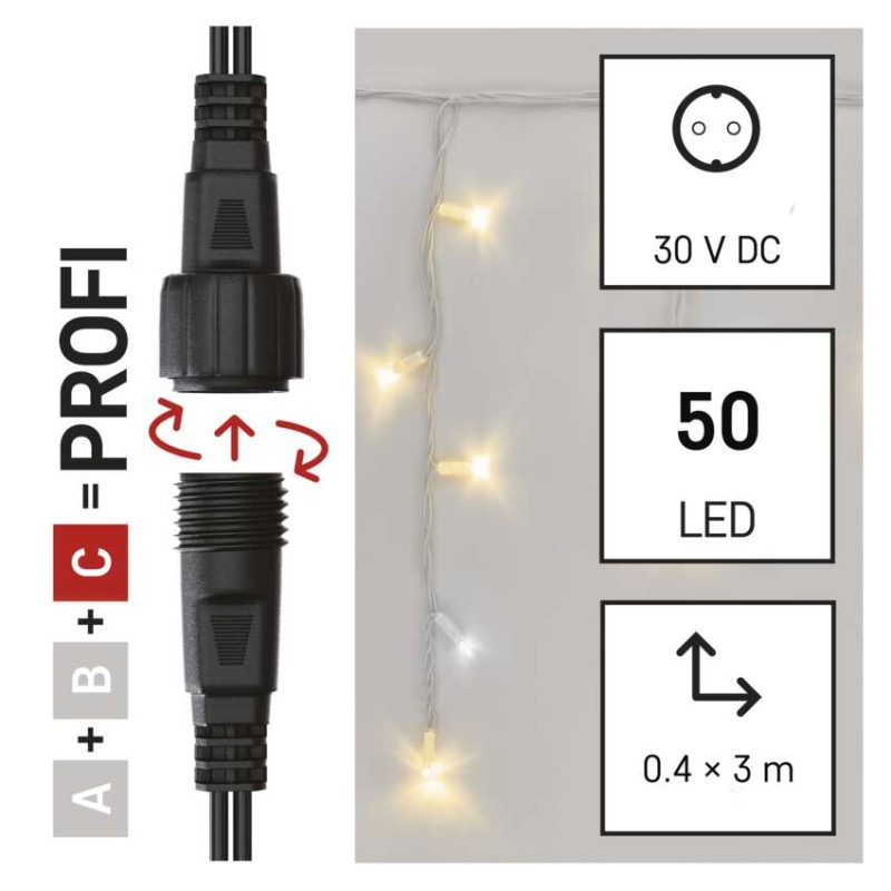 Profi LED spojovacia reťaz blikajúca biela – cencúle, 3 m, vonkajšia, teplá/studená biela 1