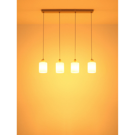 Závesné svietidlo, kov, piesková matná, sklo biele, priehľadný PVC kábel, DxŠxV: 720x100x1200mm, bez 5