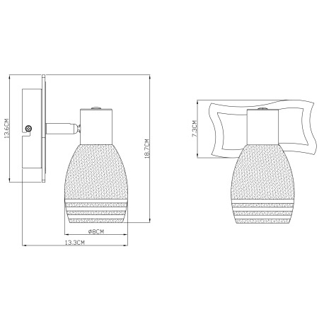 Nástenné svietidlo, chróm, MDF wenge, satinované sklo, ŠxV: 80x190, H: 160, bez žiarovky 1xE14, max. 7
