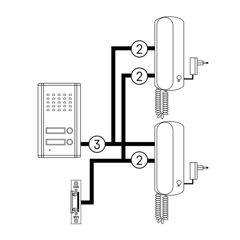 Sada domáceho audio vrátnika H1086, 2 účastníci 10