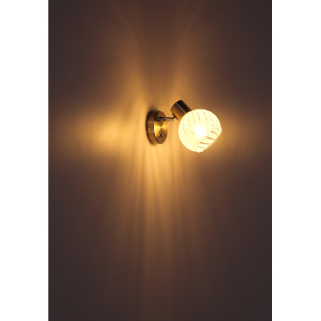 Nástenné svietidlo, nikel, sklo priehľadné biele, vypínač, ŠxV: 130x150, H: 156, bez žiarovky 1xE27, 7