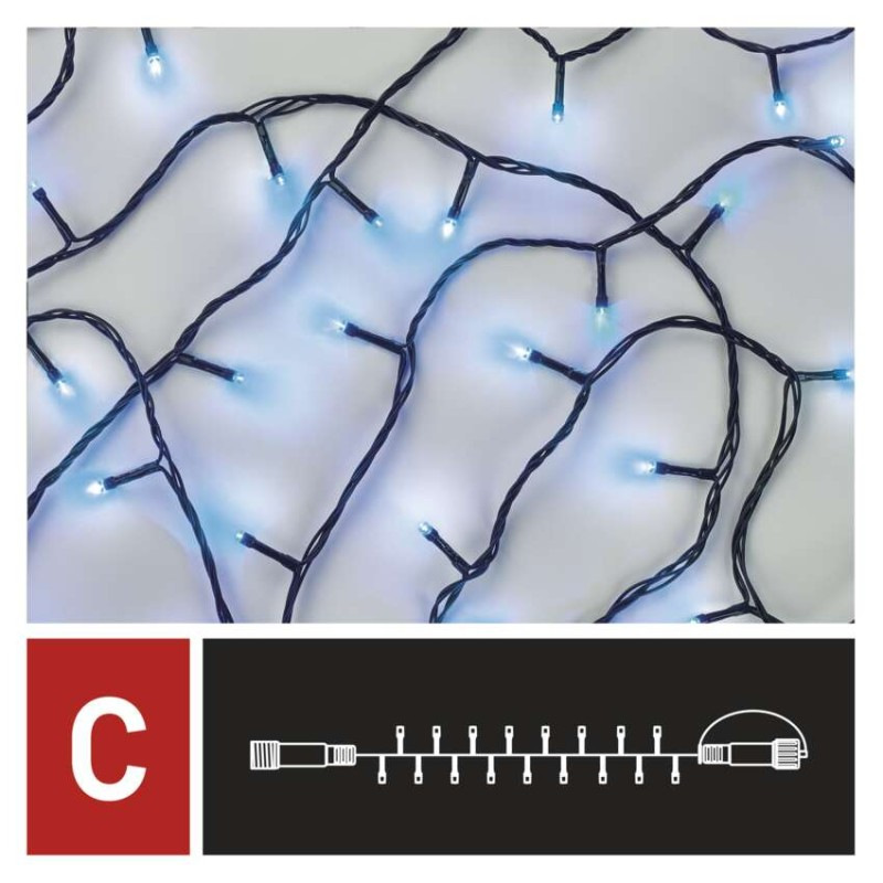 Standard LED spojovacia vianočná reťaz, 10 m, vonkajšia aj vnútorná, modrá 7